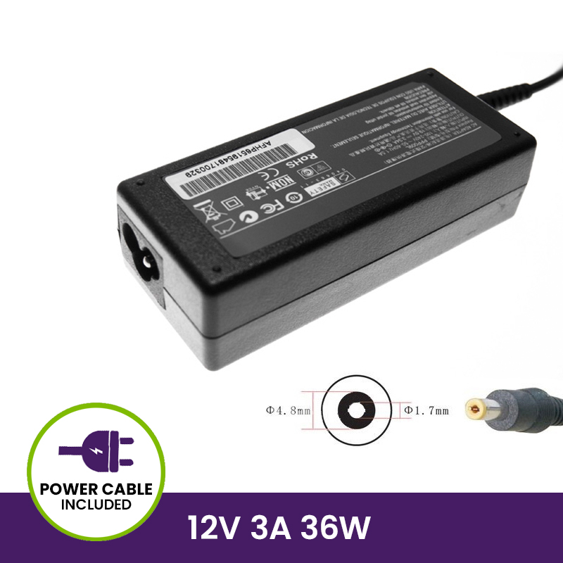 Cargador 12V 3A 36W - 4.8*1.7