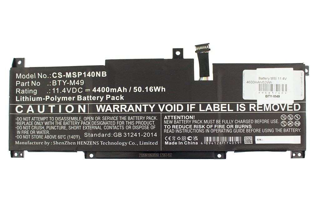 Batería MSI 11.4V 4600mAh/52Wh                              