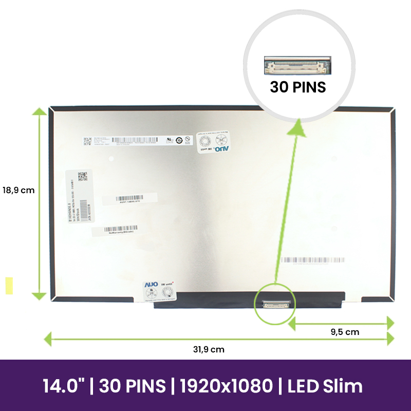 Pantalla LCD LG 14" WUXGA Slim 1920x1080 - B140HAN06.8        