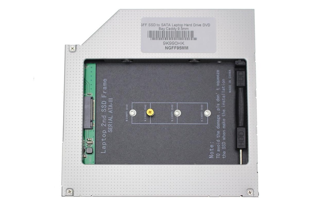 NGFF SSD to SATA Laptop Hard Drive DVD Bay Caddy 9.5mm      
