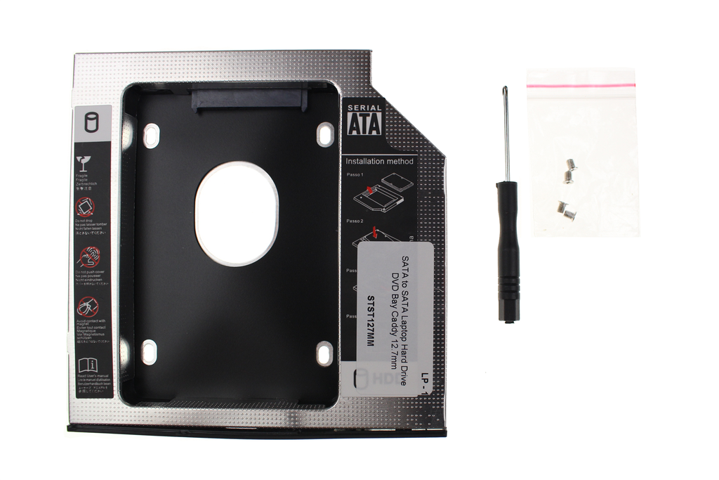 SATA to SATA Laptop Hard Drive DVD Bay Caddy 12.7mm         